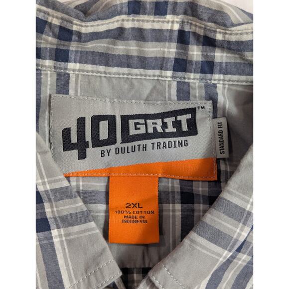 Duluth Trading 40 Grit Poplin Short Sleeve Shirt Men’s Size XXL 2XL Gray Blue - Picture 3 of 4